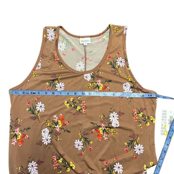 LuLaRoe Dani Maxi Dress Floral Print Sleeveless Brown 3XL New - Picture 6 of 12